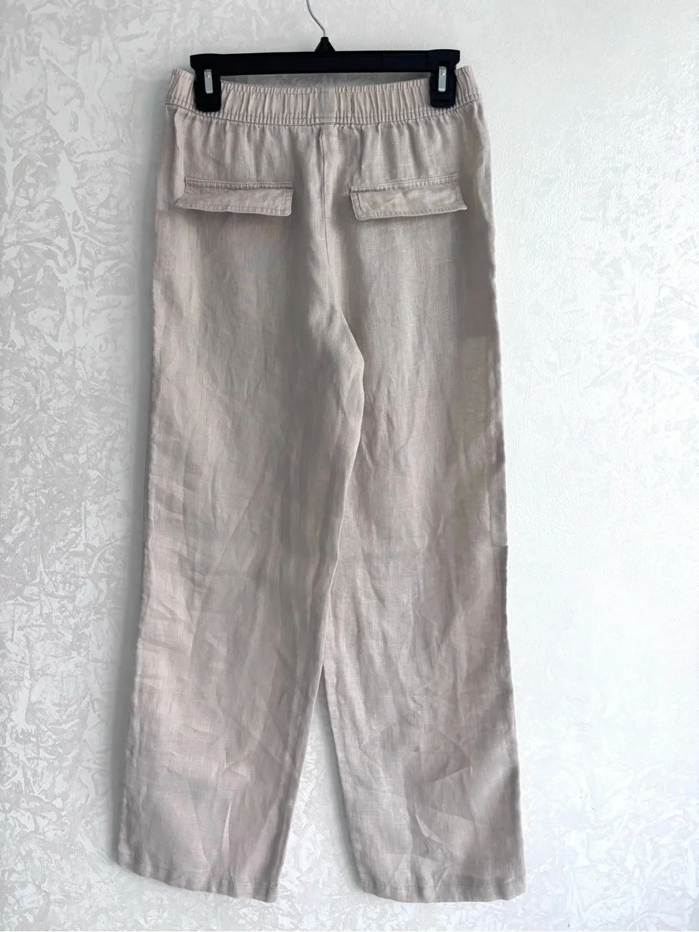 Zara Lightweight Elastic-Waist Linen Straight Leg Pants XS